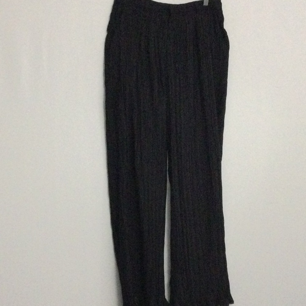 NWT Nasty Gal Plisse High Waisted Wide Legs Pants Black Size 8